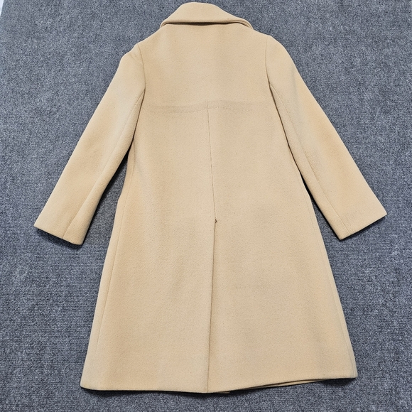 VTG HERMES Authentic WOMEN'S Tan Long Chester Coat 100% Wool Size XS Full Zip - Picture 11 of 16
